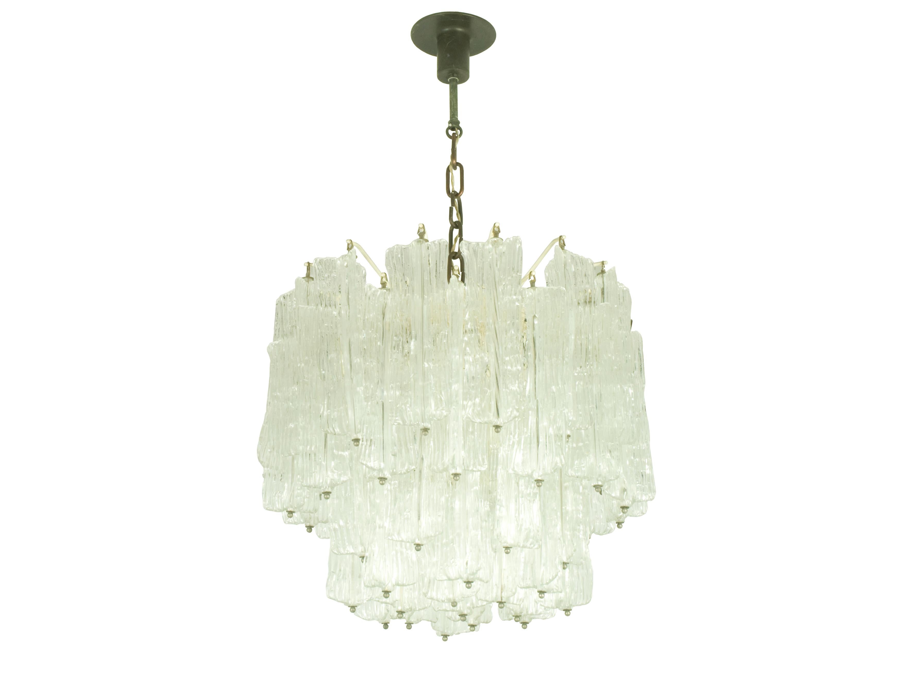 Italian Murano Handmade Glass Chandelier by Toni Zuccheri for Venini, 1960s In Good Condition For Sale In Varese, Lombardia