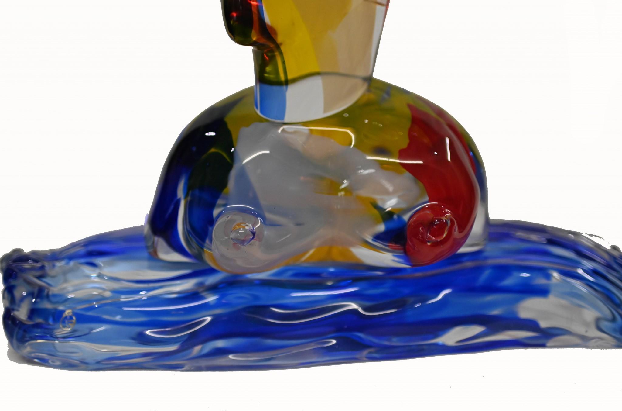 Italian Murano Lady Bust Modernist Art Glass Statue Miro In Good Condition In Potters Bar, GB