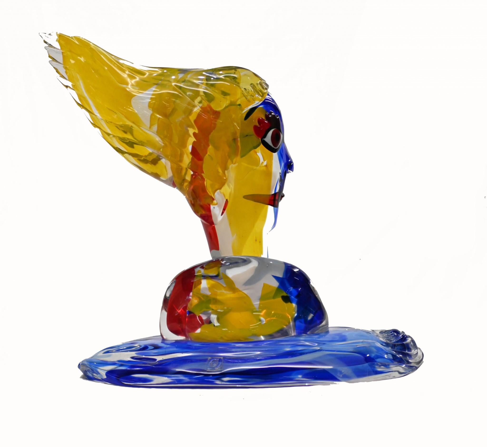 Mid-20th Century Italian Murano Lady Bust Modernist Art Glass Statue Miro