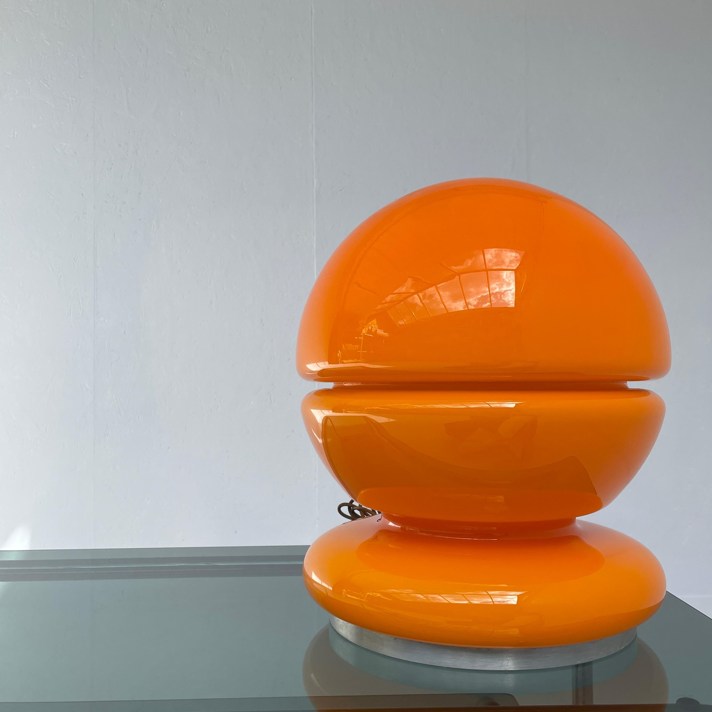Space Age Italian Murano Lamp, Orange Blown Glass