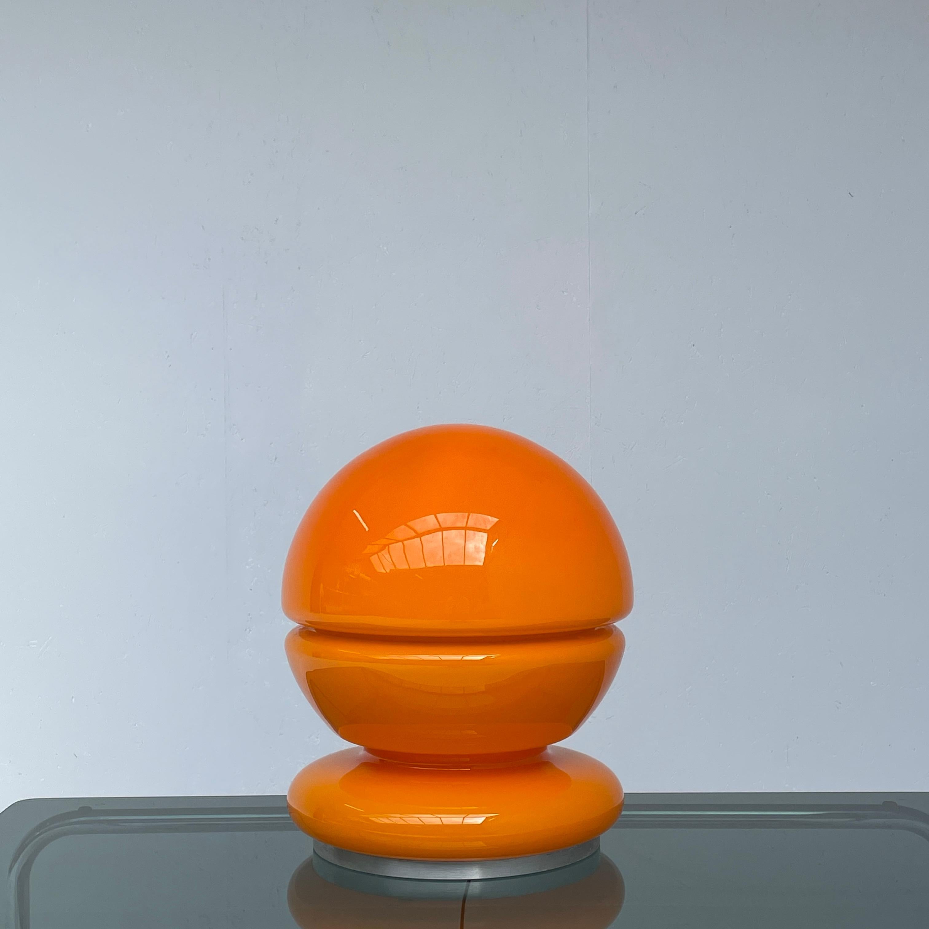 Italian Murano Lamp, Orange Blown Glass In Good Condition In Antwerpen, BE