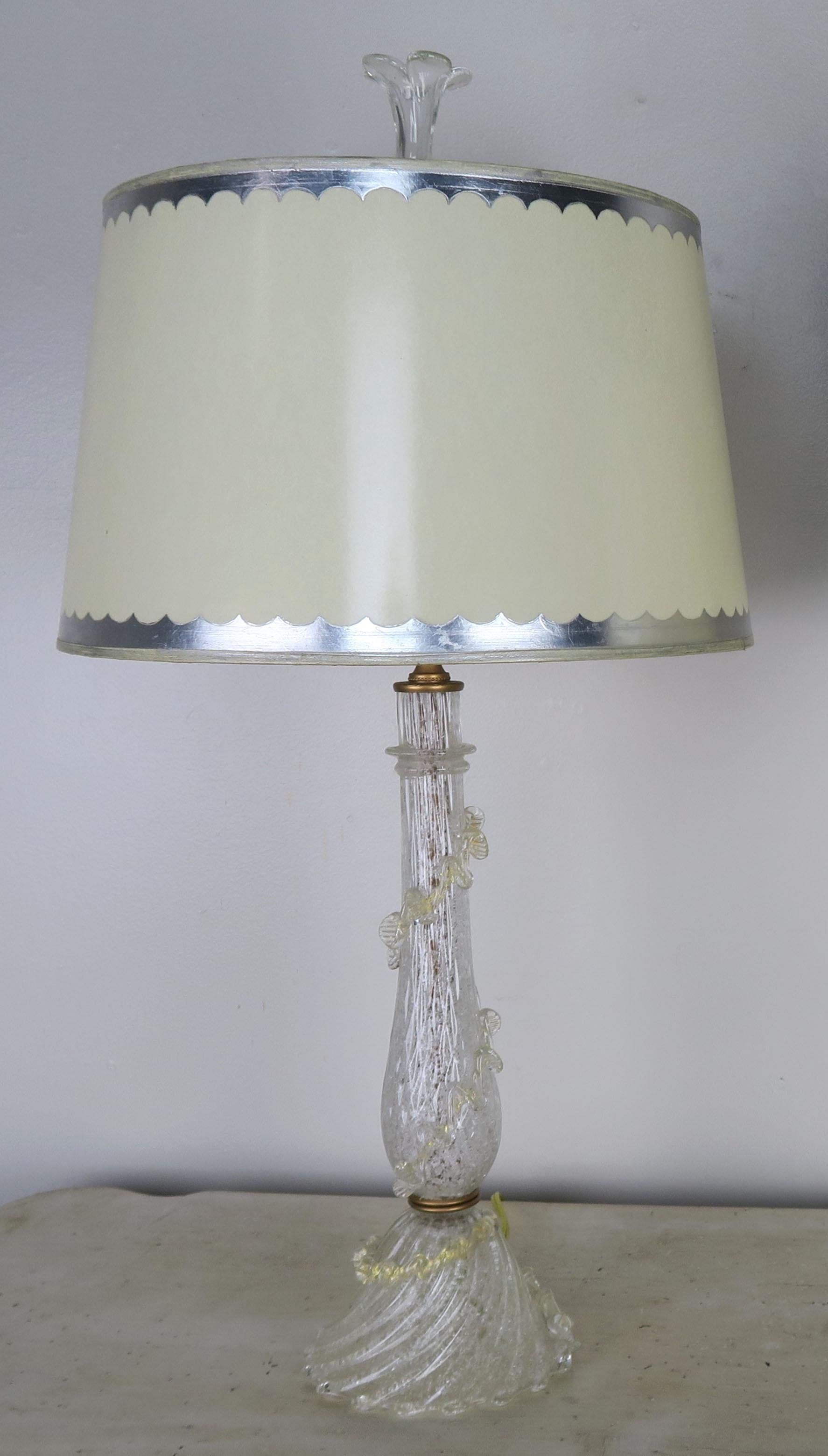 Italian Murano Lamps with Parchment Shades, Pair In Excellent Condition In Los Angeles, CA