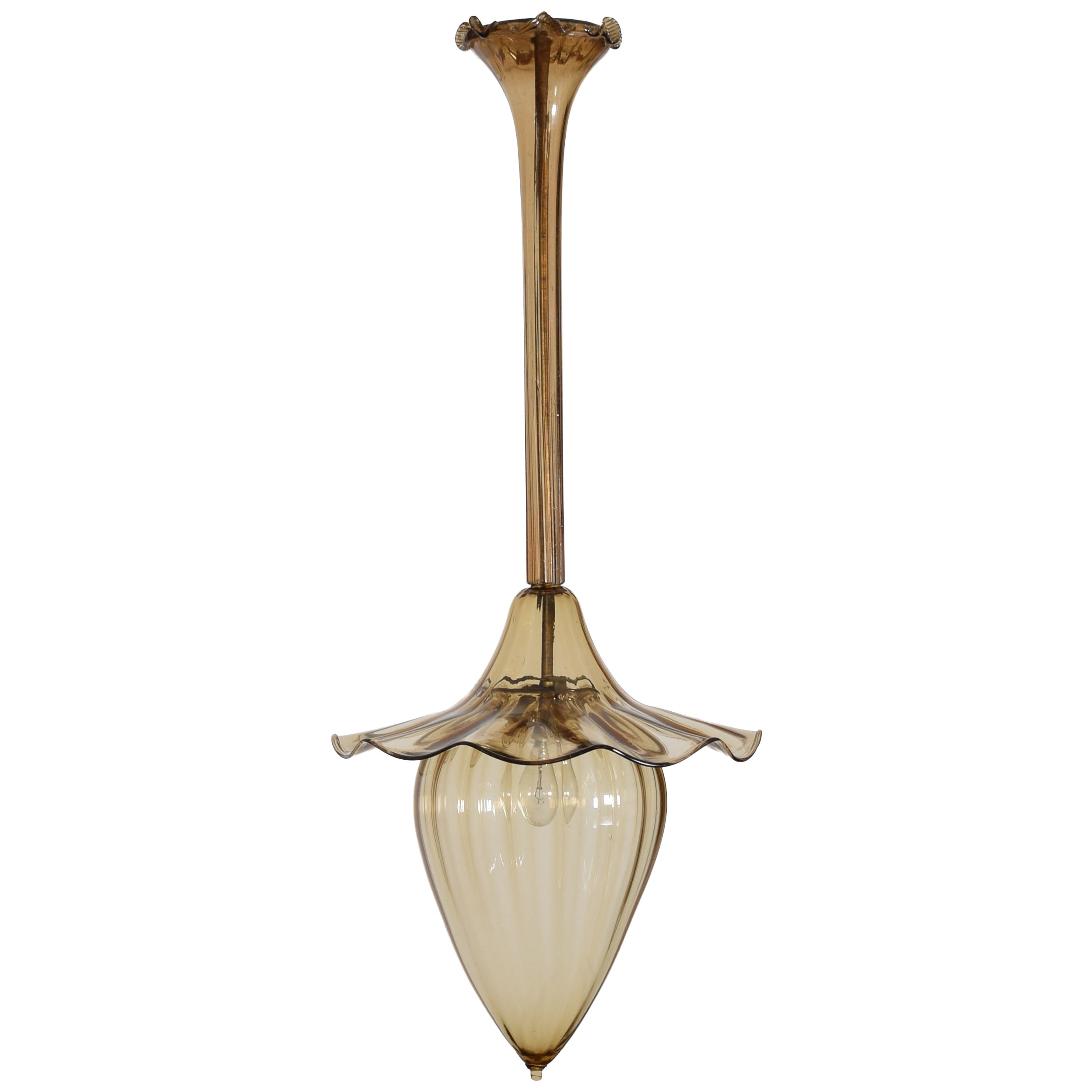 Italian, Murano, Late Art Deco Blown Glass Pendant Light, ca. 1940’s