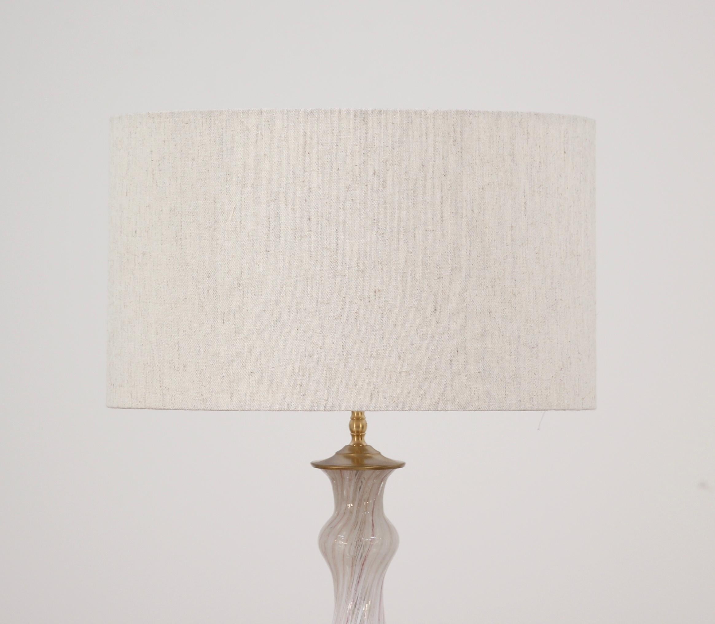 Mid-Century Modern Italian Murano Latticino Glass Lamps, a Pair