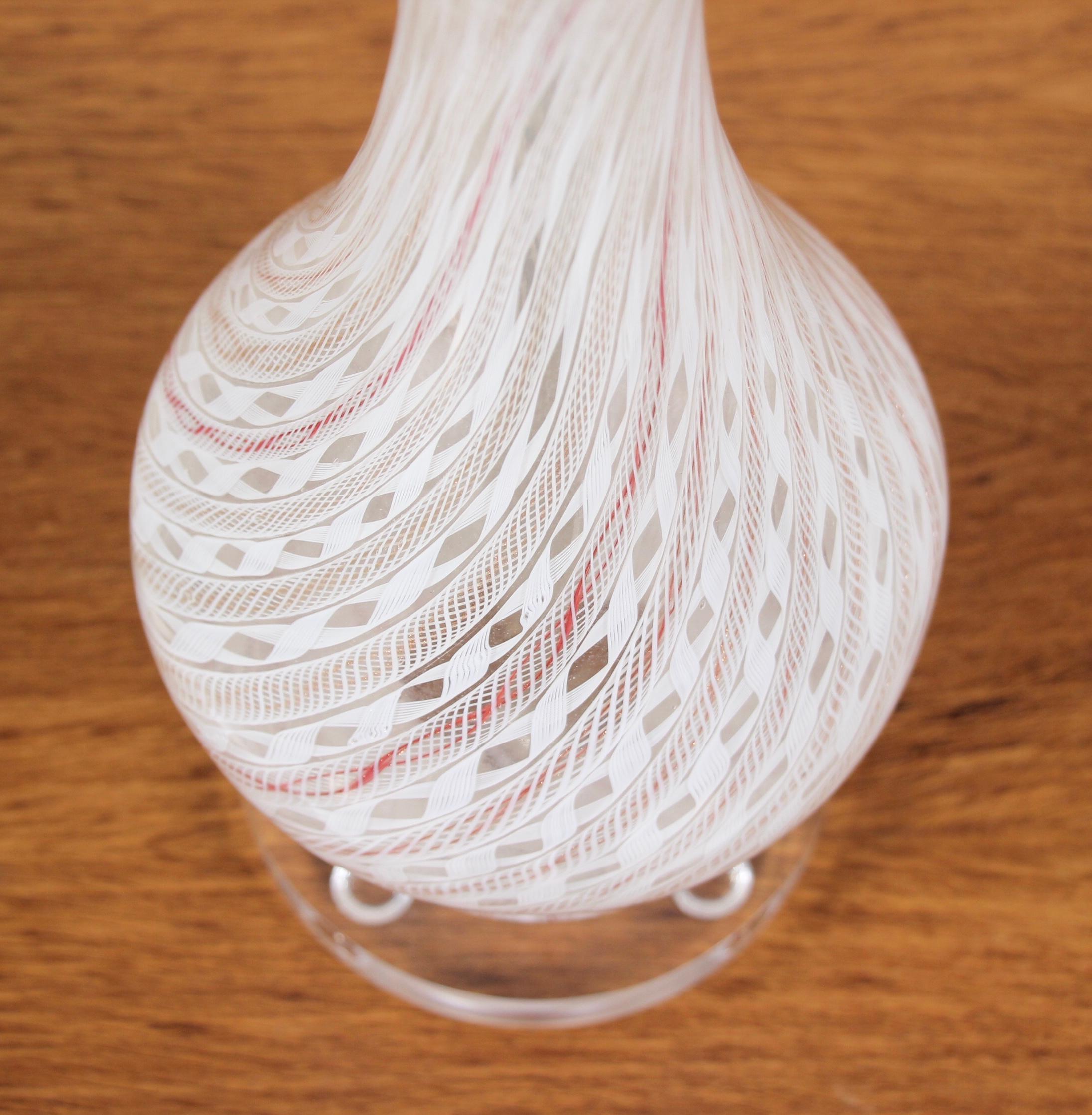 Italian Murano Latticino Glass Lamps, a Pair 1