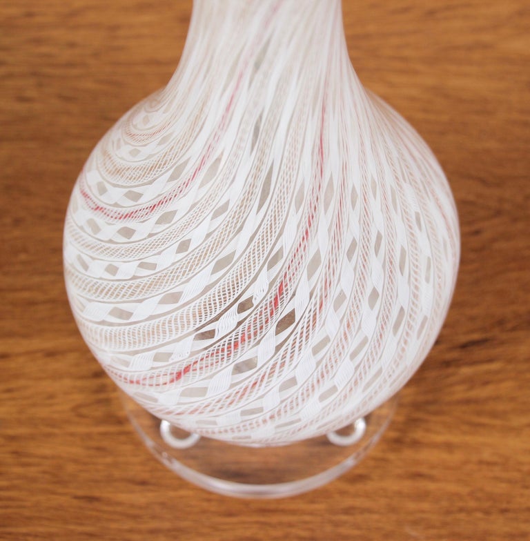 Italian Murano Latticino Glass Lamps, a Pair at 1stDibs