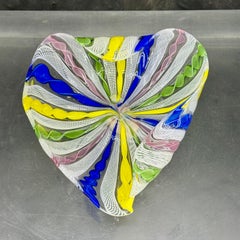 Italian Murano Latticino Ribbon Glass Bowl, Italy Circa 1960's