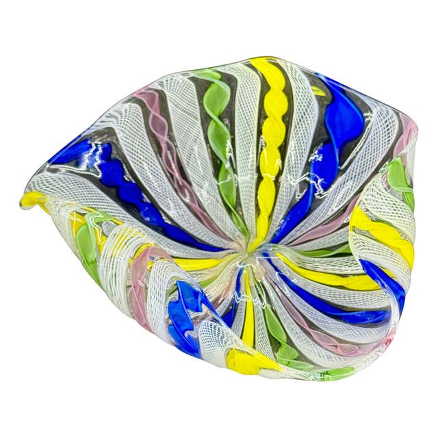 Murano Striped Glass Candy Dish, Italy, 1970s For Sale at 1stDibs