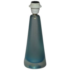 Italienische hellblaue italienische Murano-Tischlampe, markiert Venini, 1950er Jahre