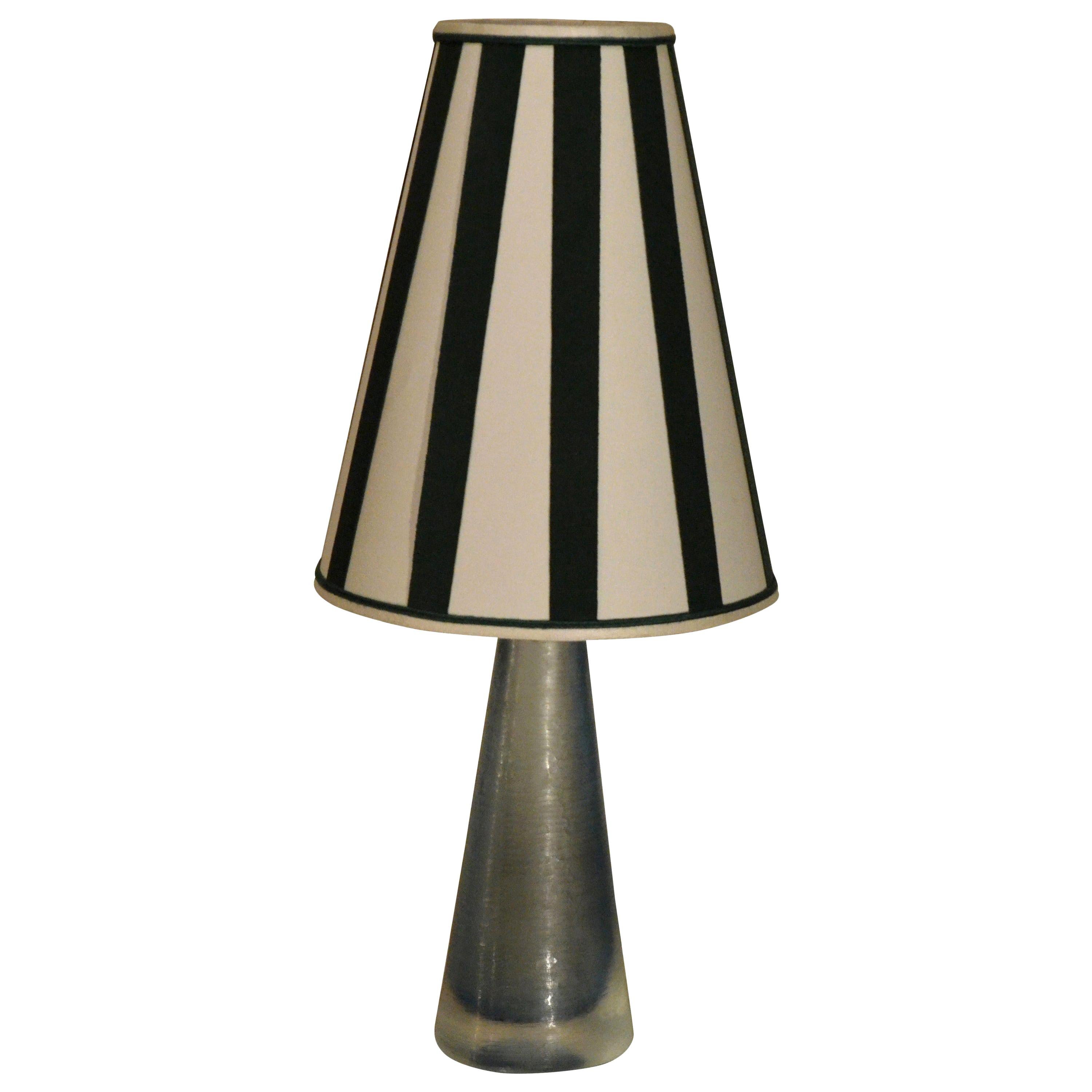 Italian Murano Light Blue Table Lamp Marked Venini, 1950s