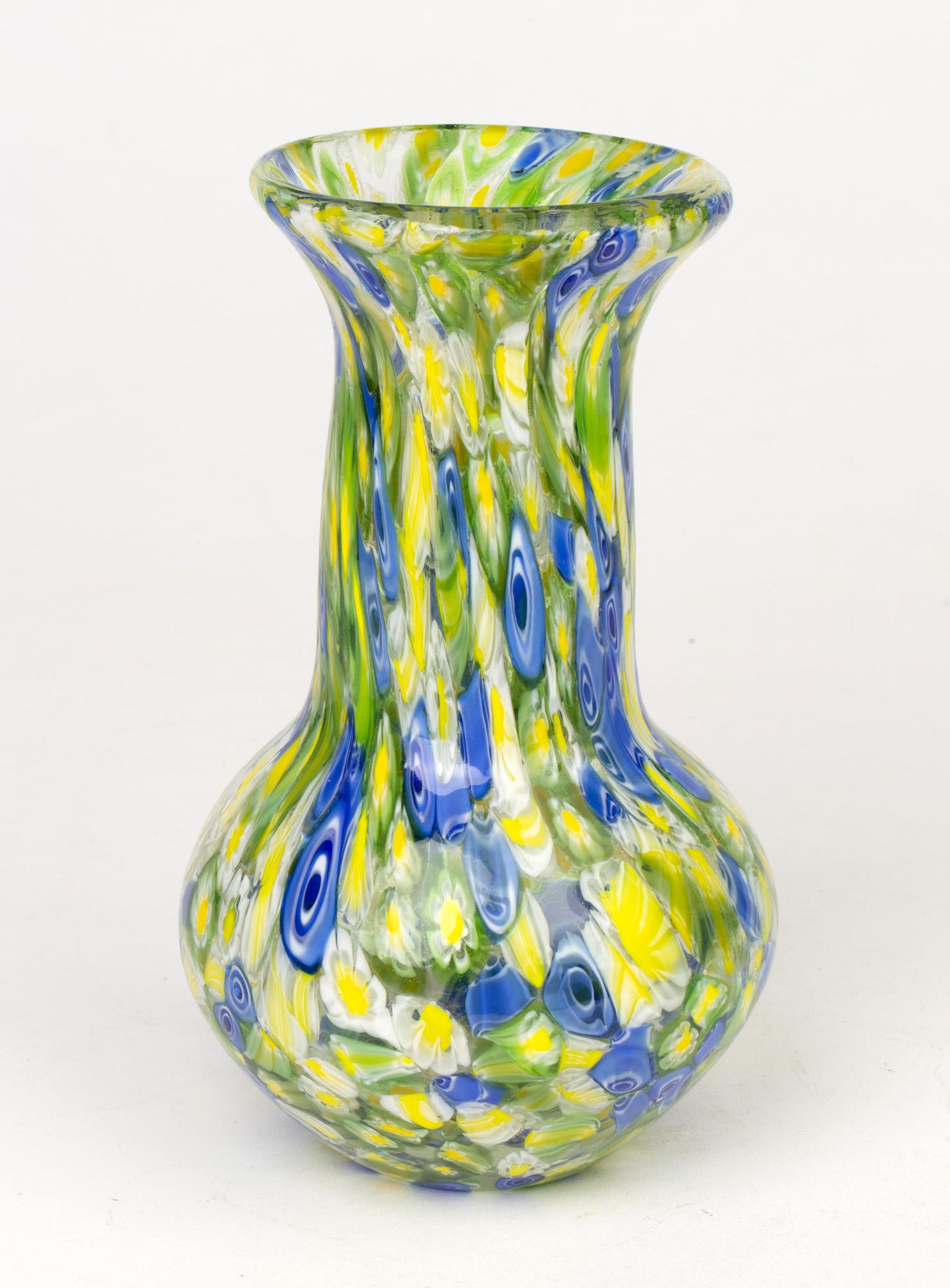 20th Century Italian Murano Midcentury Murrine Art Glass Vase