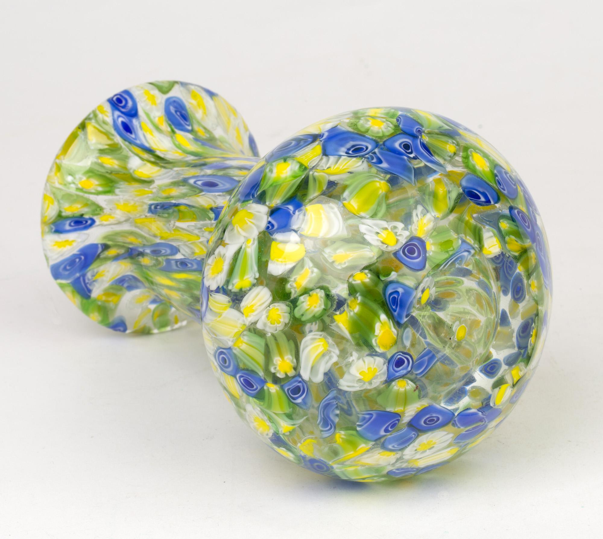 Blown Glass Italian Murano Midcentury Murrine Art Glass Vase