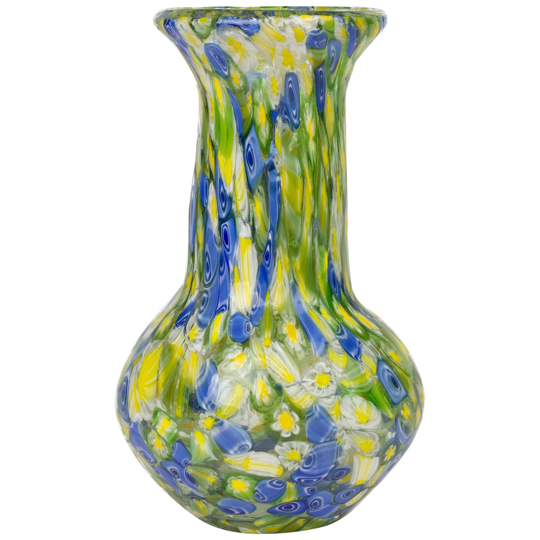 Italian Murano Midcentury Murrine Art Glass Vase