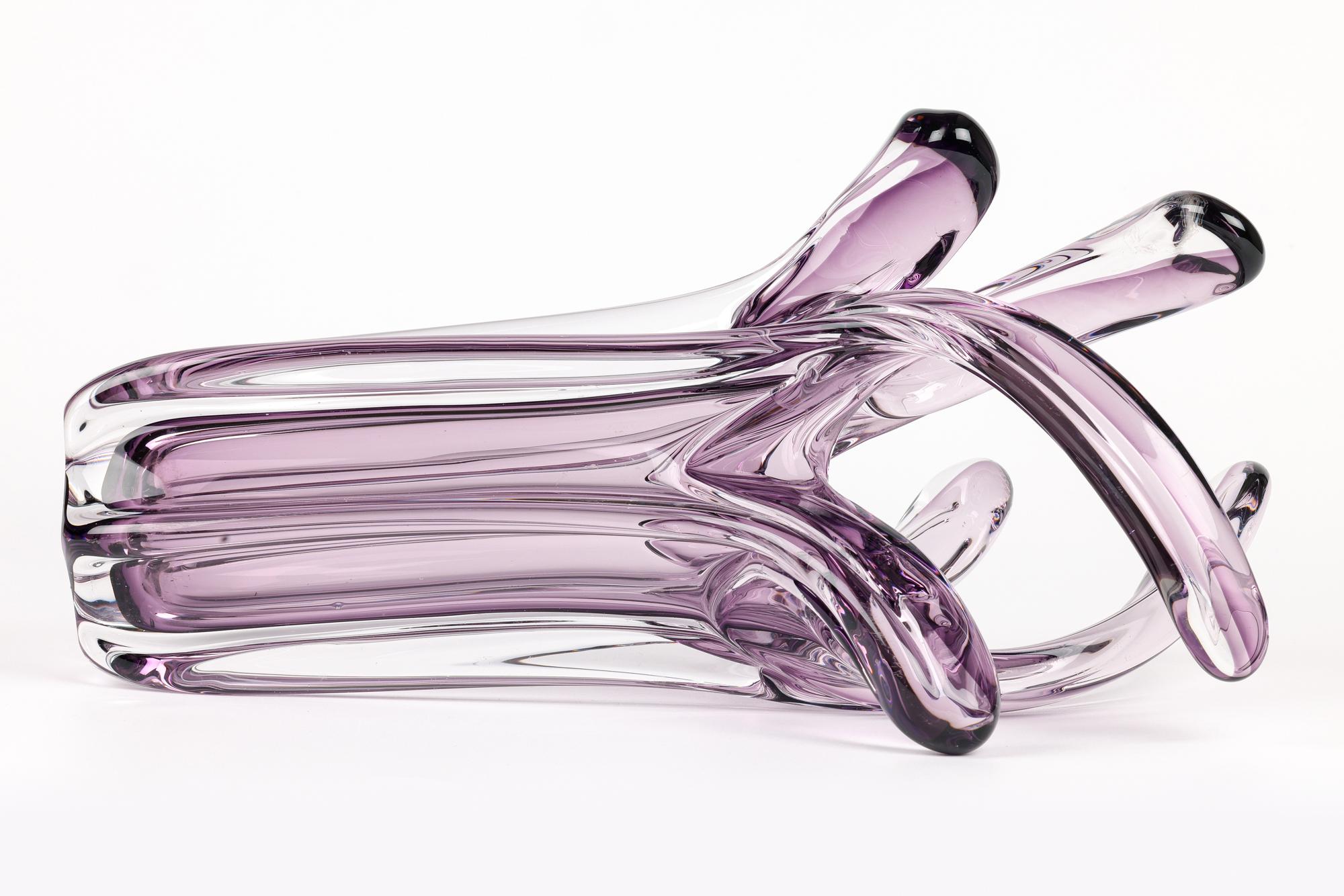 20th Century Italian Murano Mid-Century Sommerso Stylized Tentacle Art Glass Vase For Sale