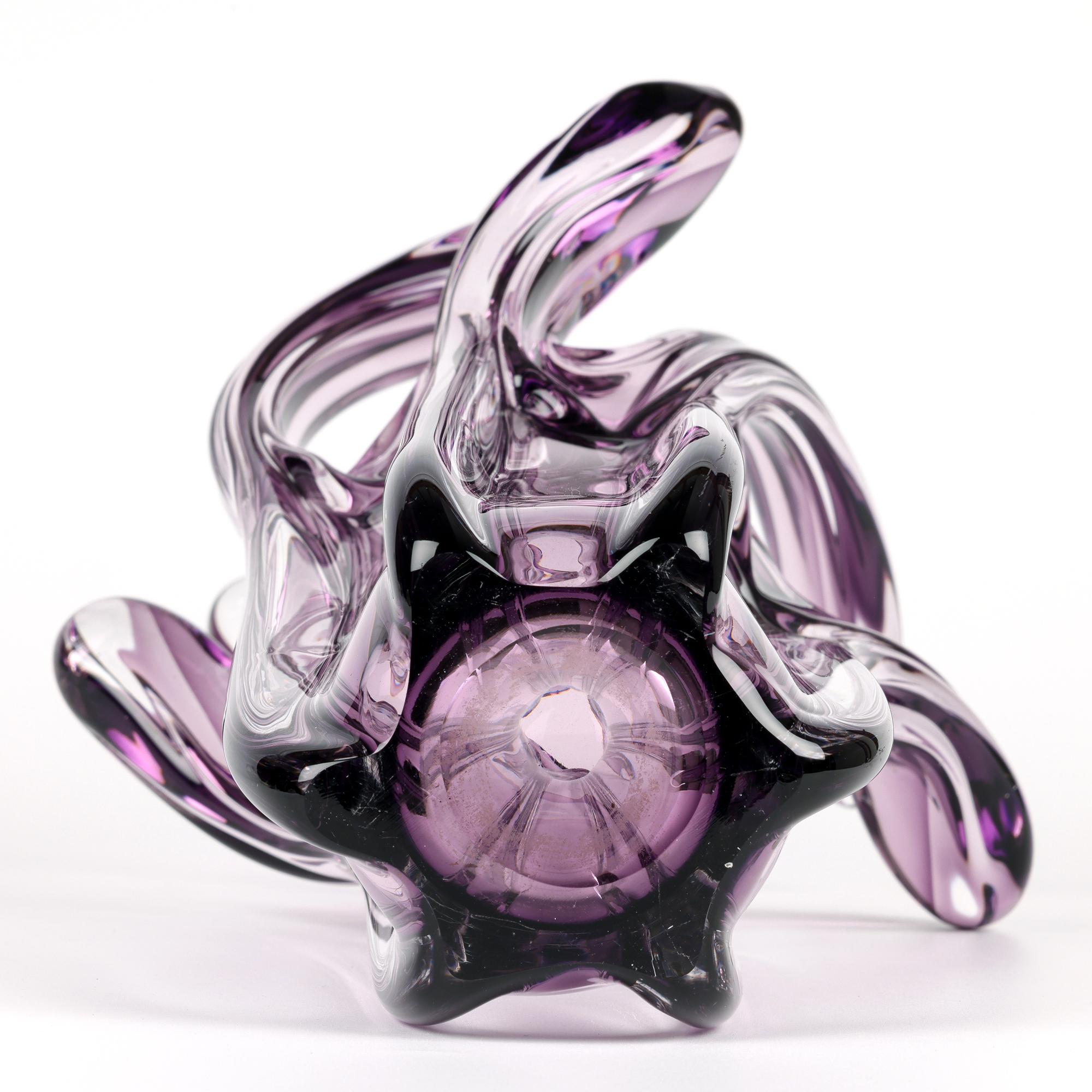 Italian Murano Mid-Century Sommerso Stylized Tentacle Art Glass Vase For Sale 2