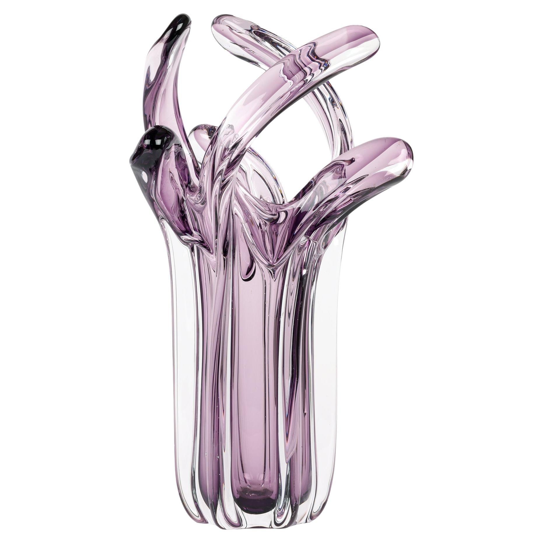 Italian Murano Mid-Century Sommerso Stylized Tentacle Art Glass Vase For Sale