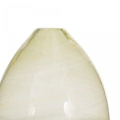 Italian Murano Mid-Century Yellow Swirl Art Glass Vase