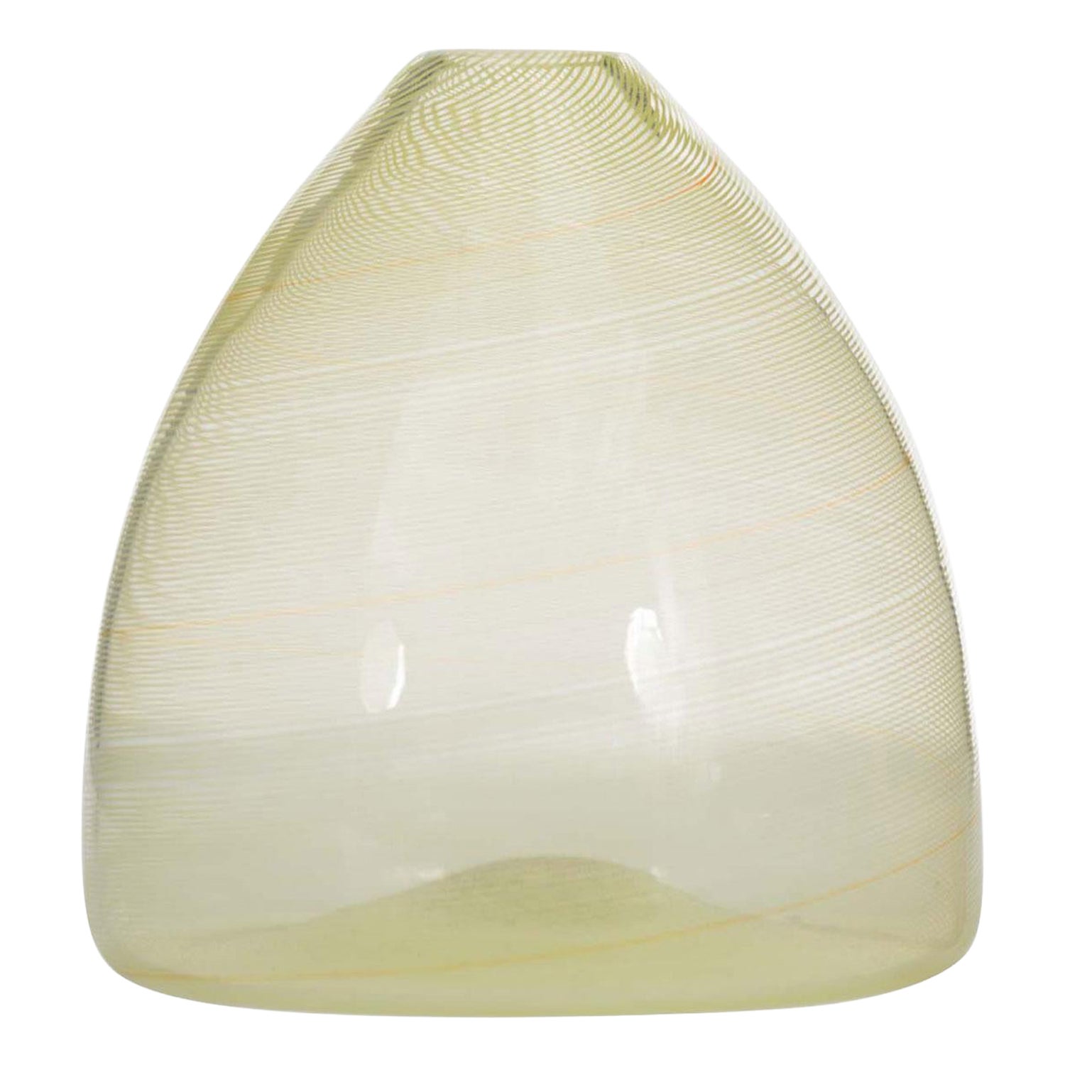 Italian Murano Mid-Century Yellow Swirl Art Glass Vase