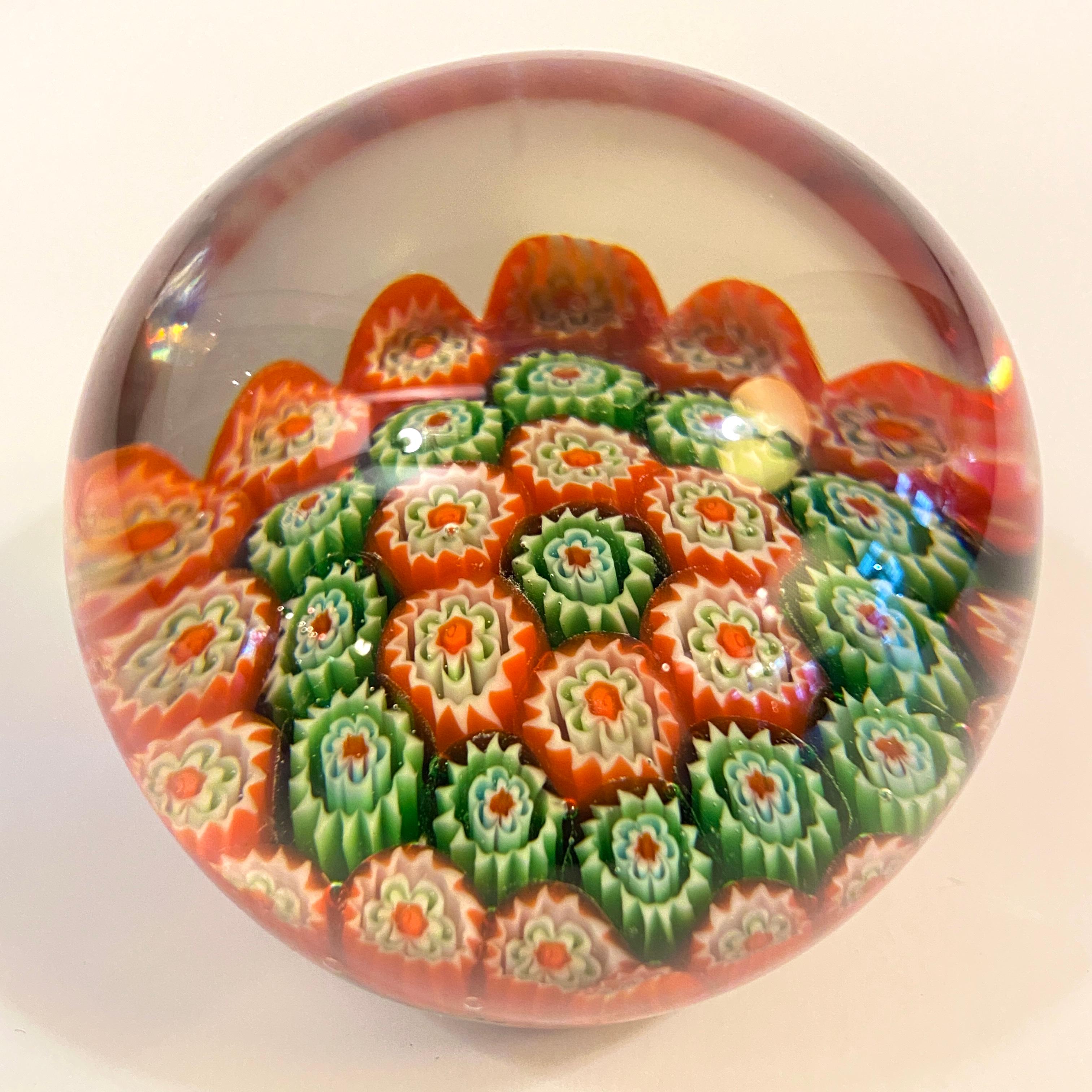 Italian Murano Millefiori Art Glass Paperweight In Good Condition For Sale In Brooklyn, NY