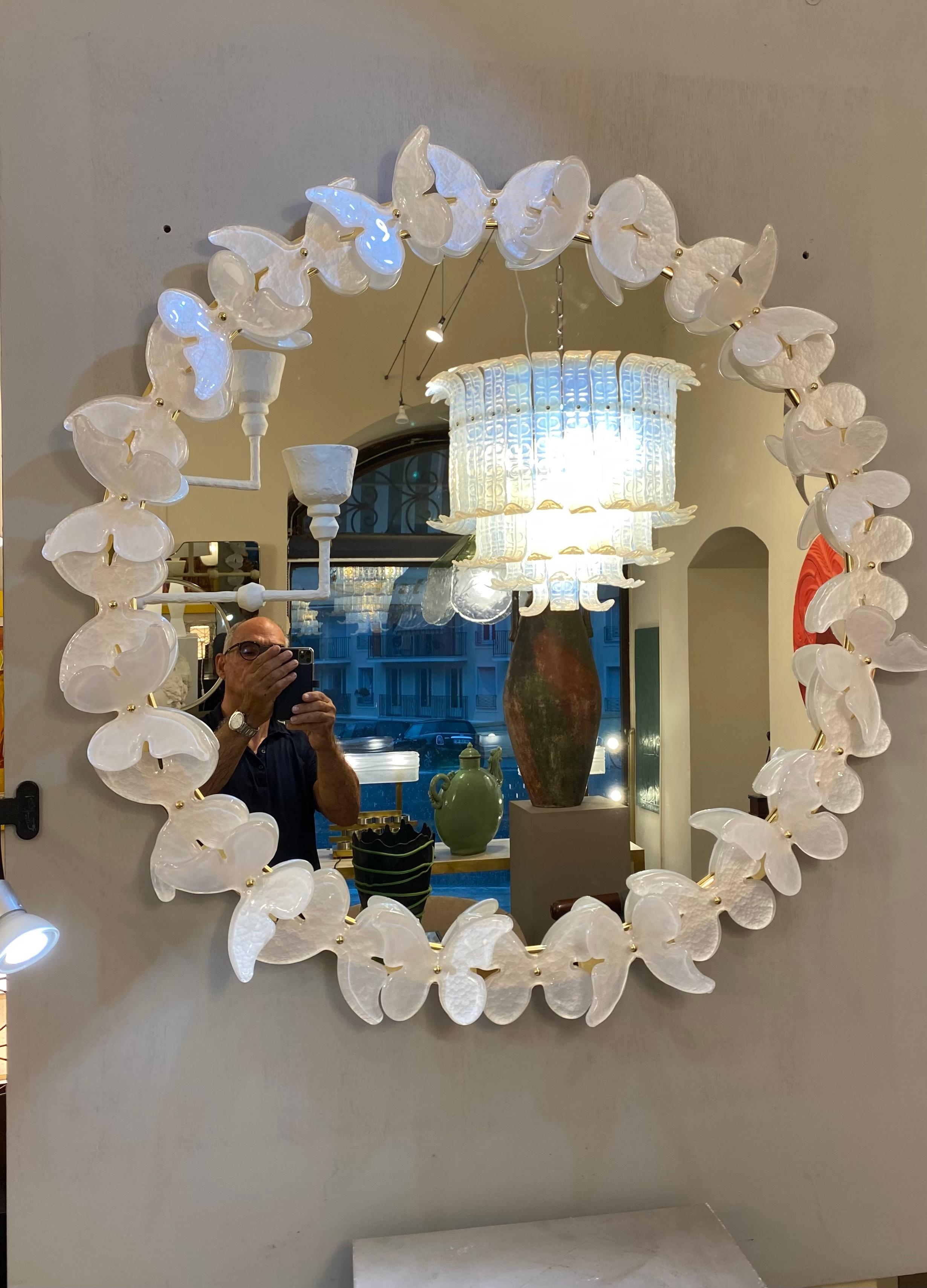 Contemporary Italian Murano Mirror, Butterflies