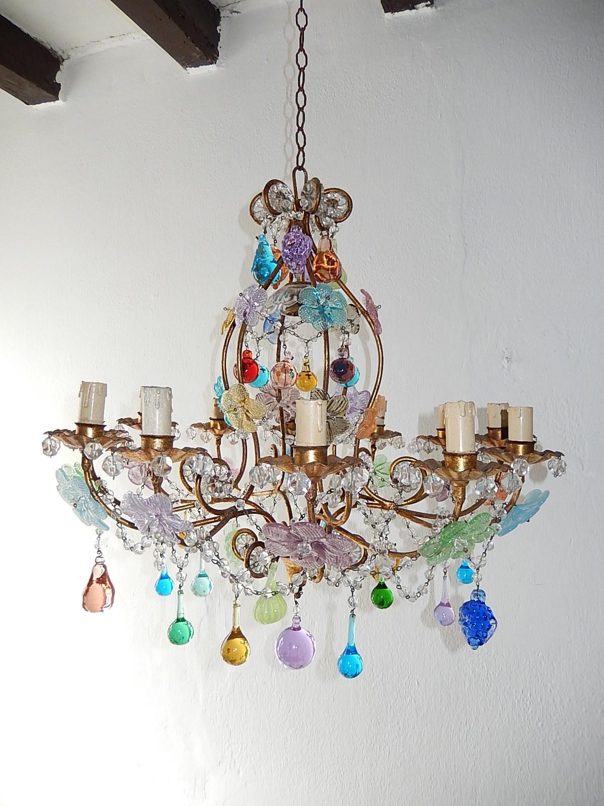 Italian Murano Multi-Color Fruit and Drops Chandelier, circa 1930 In Good Condition In Firenze, Toscana