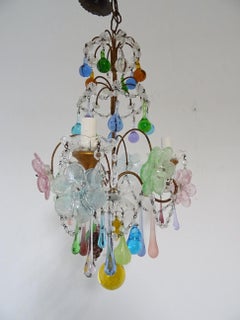 Italian Murano Multi-Color Fruit Drops and Flowers Chandelier, circa 1930