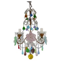 Italian Murano Multi-Color Fruit Drops and Flowers Chandelier, circa 1930