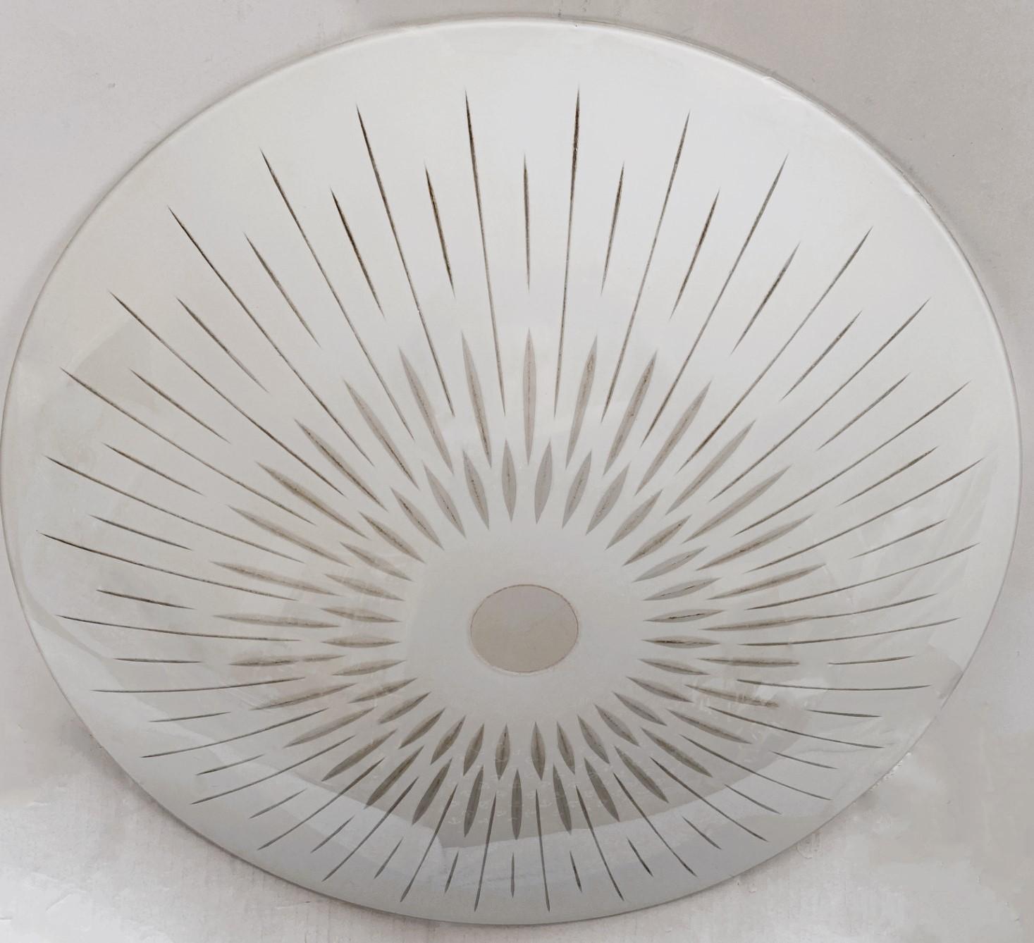Italian Murano Opalescent Glass Brass Fontana Arte Style Ceiling Light, 1950s In Good Condition For Sale In Frankfurt am Main, DE