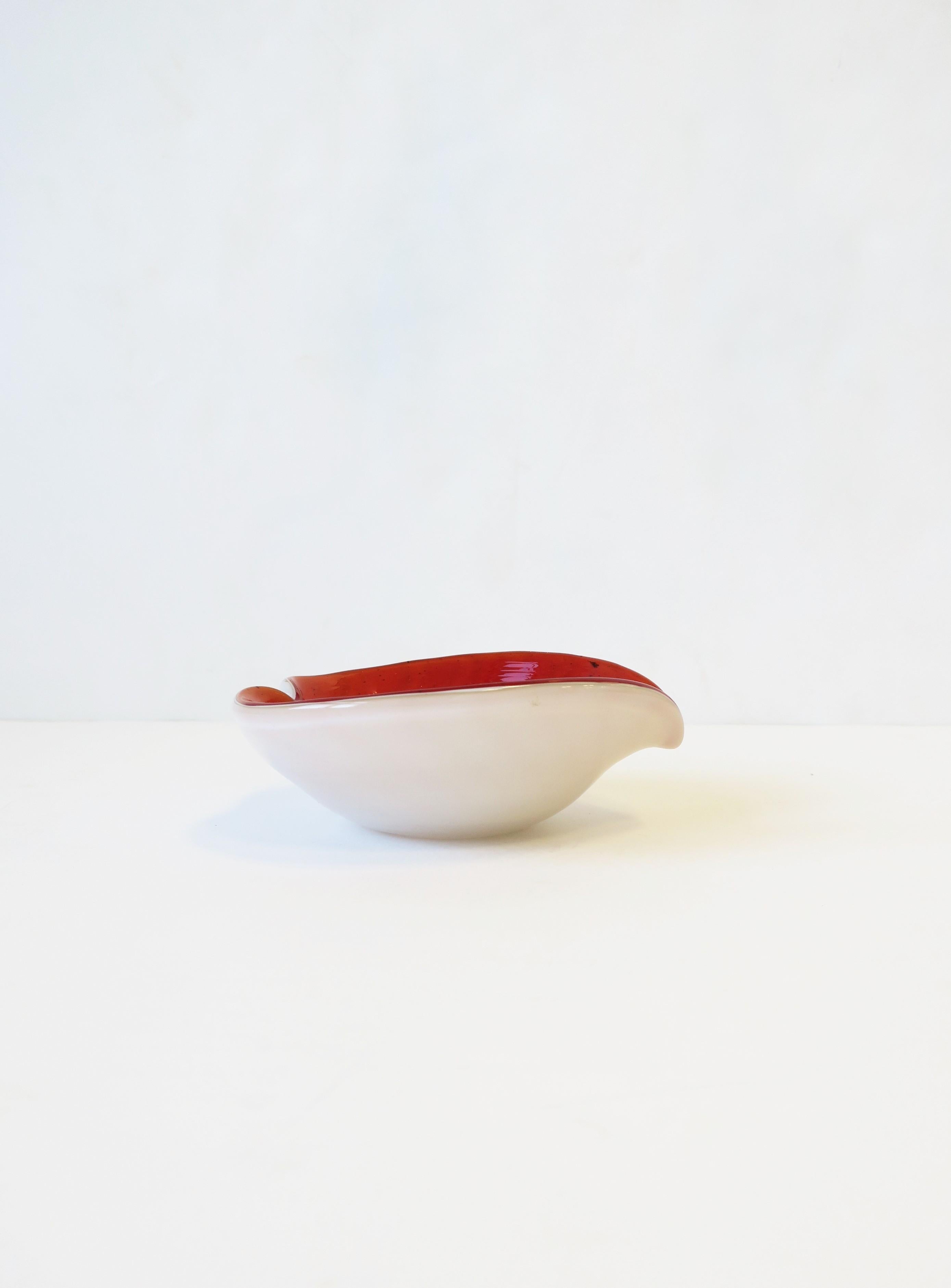 Italian Murano Orange and White Art Glass Bowl 4
