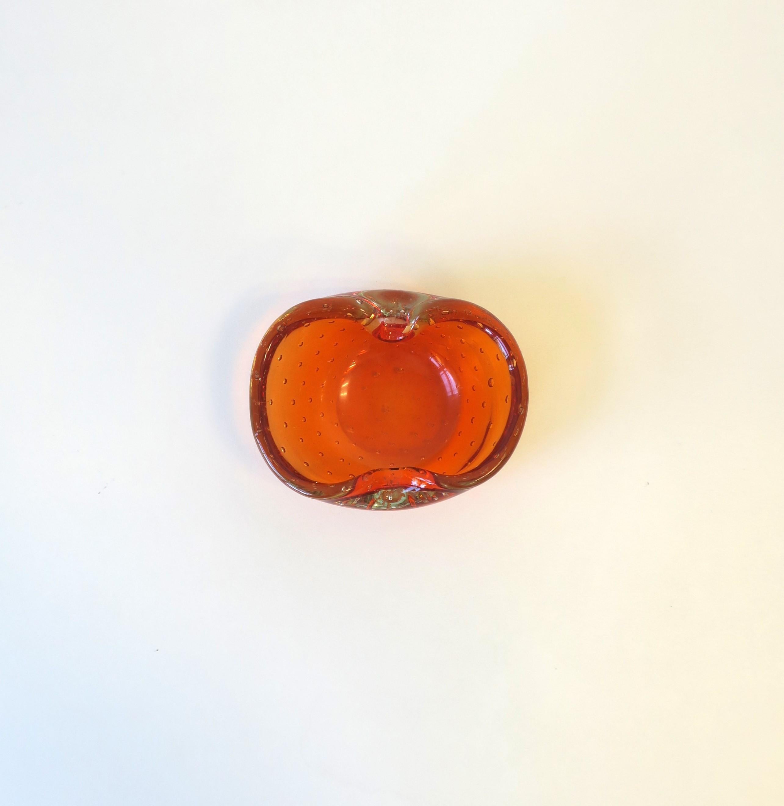 Mid-Century Modern Italian Murano Orange Art Glass Bowl For Sale