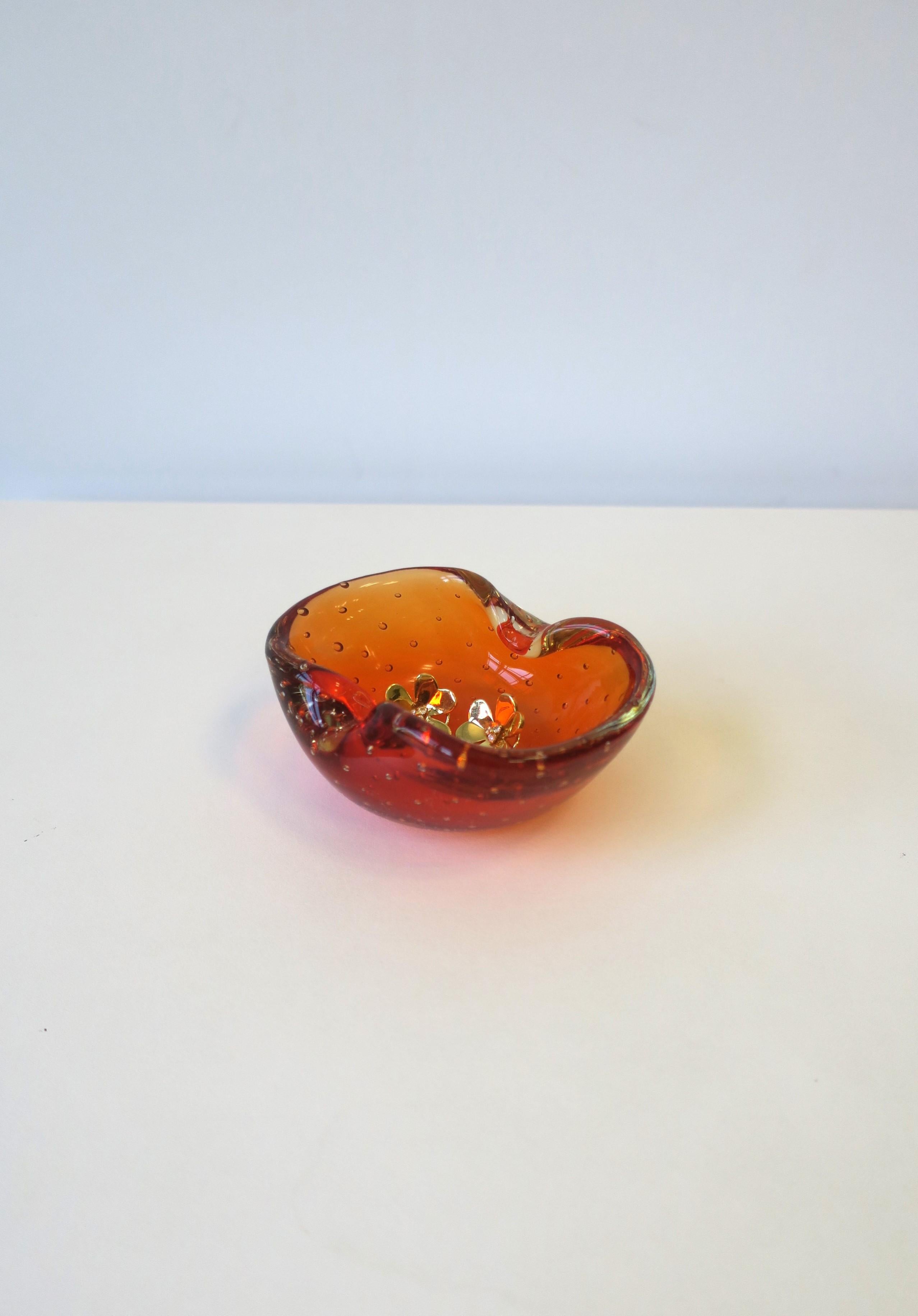 20th Century Italian Murano Orange Art Glass Bowl For Sale