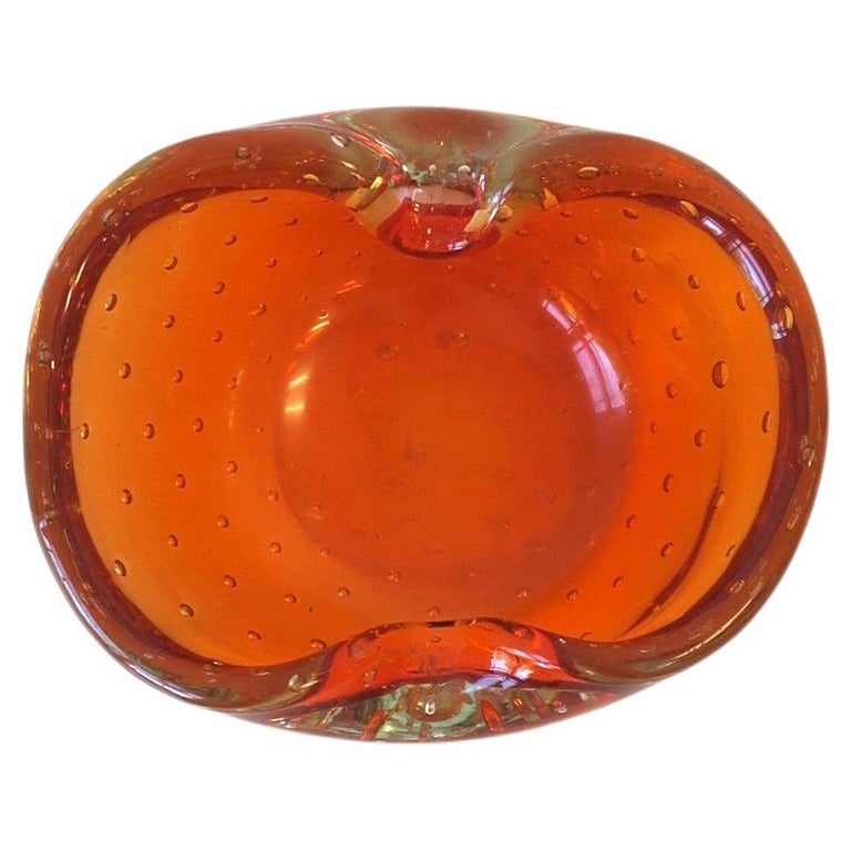 Italian Murano Orange Art Glass Bowl For Sale at 1stDibs