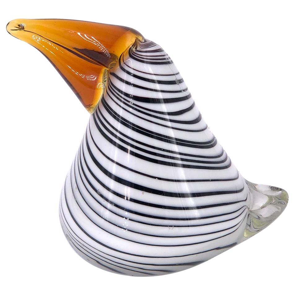 Italian Murano Pelican Bird Mouth Blown Glass Sculpture