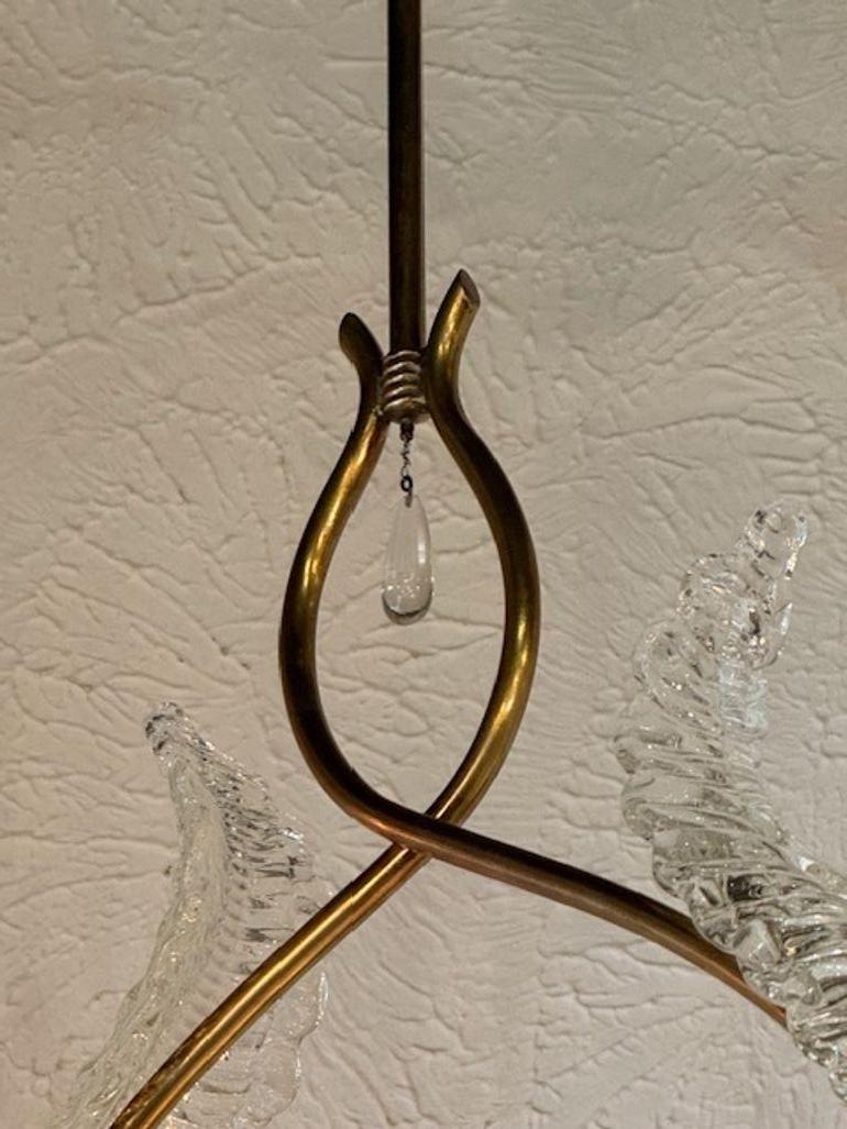 Brass Italian Murano Pendant after Barovier & Toso For Sale