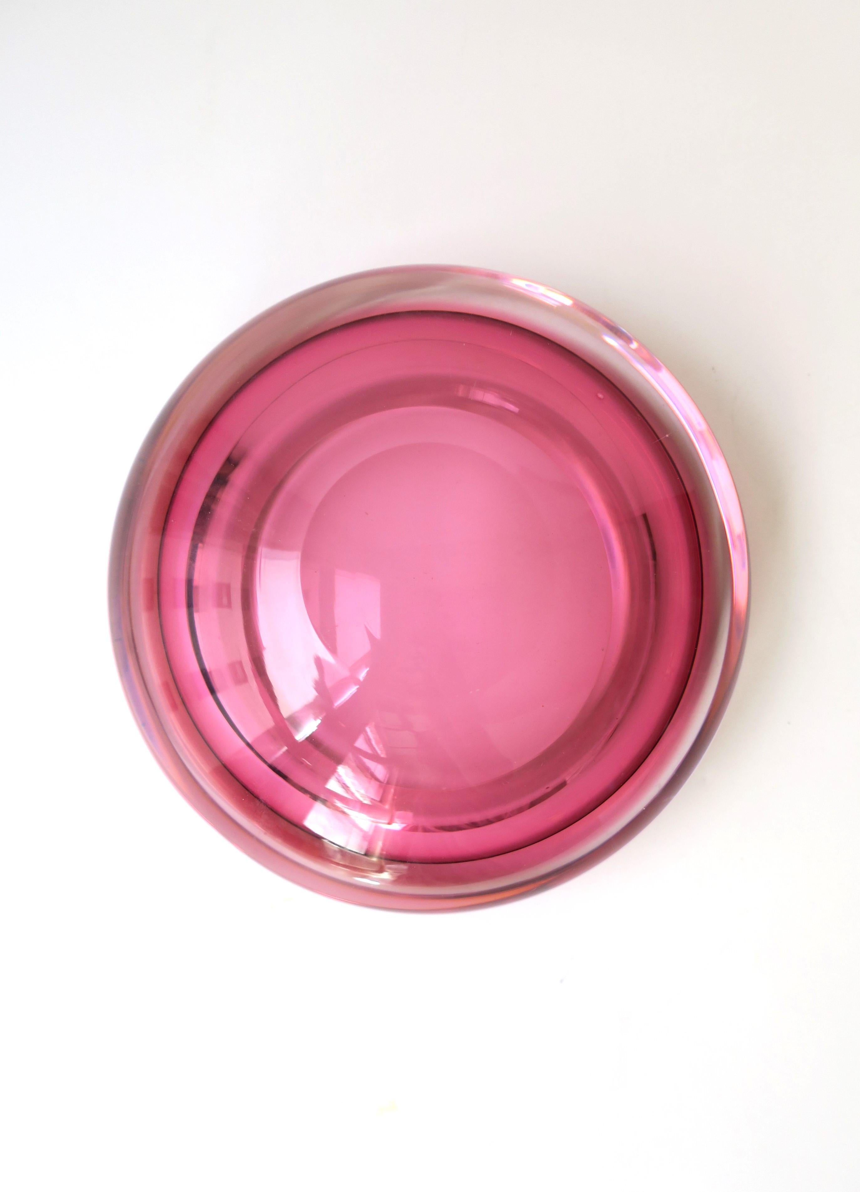 Italian Murano Pink and Clear Art Glass Bowl or Catchall after Seguso  For Sale 7