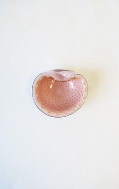 Italian Murano Pink and Gold Art Glass Bowl