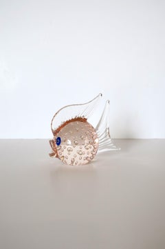 Italian Murano Pink Art Glass Fish Sculpture