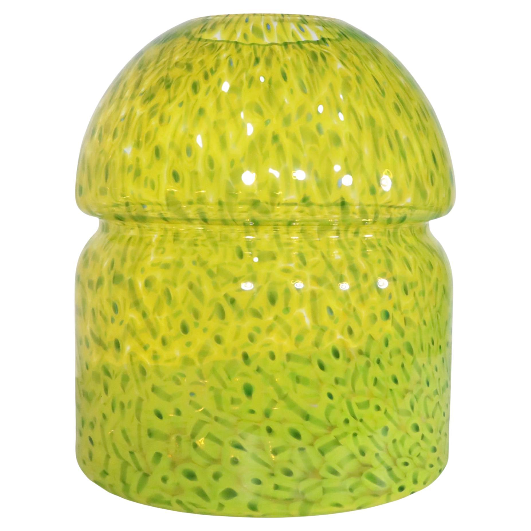 Spectacular Murano Glicine  vase designed by Gae Aulenti for Vistosi, circa 1980's. 
 The vase was executed in polychrome green tones, the base is round, with a domed top.
 This example is in excellent , original, undamaged condition.
 Total H 13 x