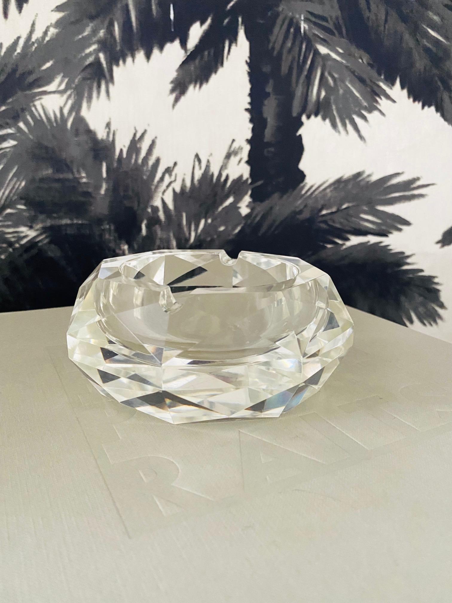 Italian Murano Prism Glass Ashtray with Faceted Design, c. 1960's 3