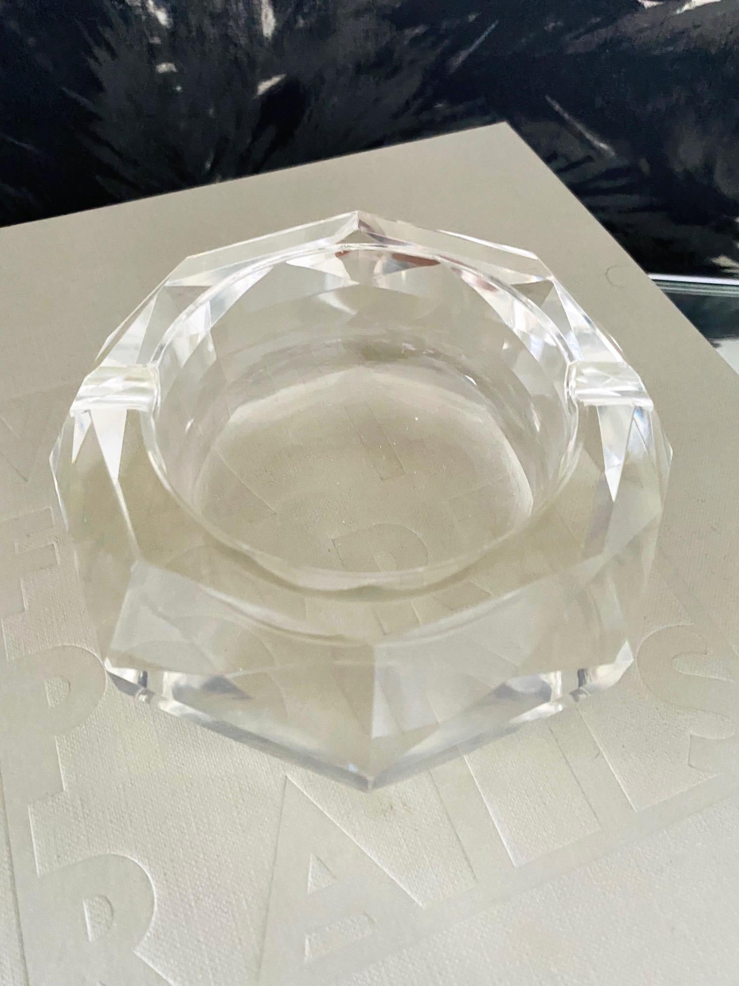 Italian Murano Prism Glass Ashtray with Faceted Design, c. 1960's 4