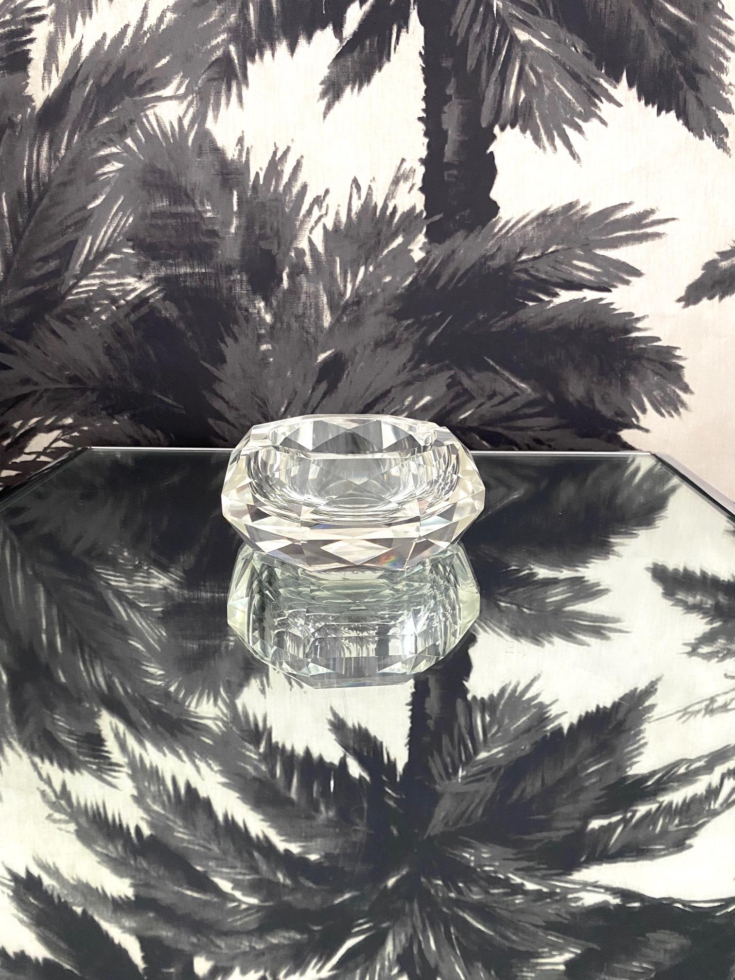 Italian Murano Prism Glass Ashtray with Faceted Design, c. 1960's 5