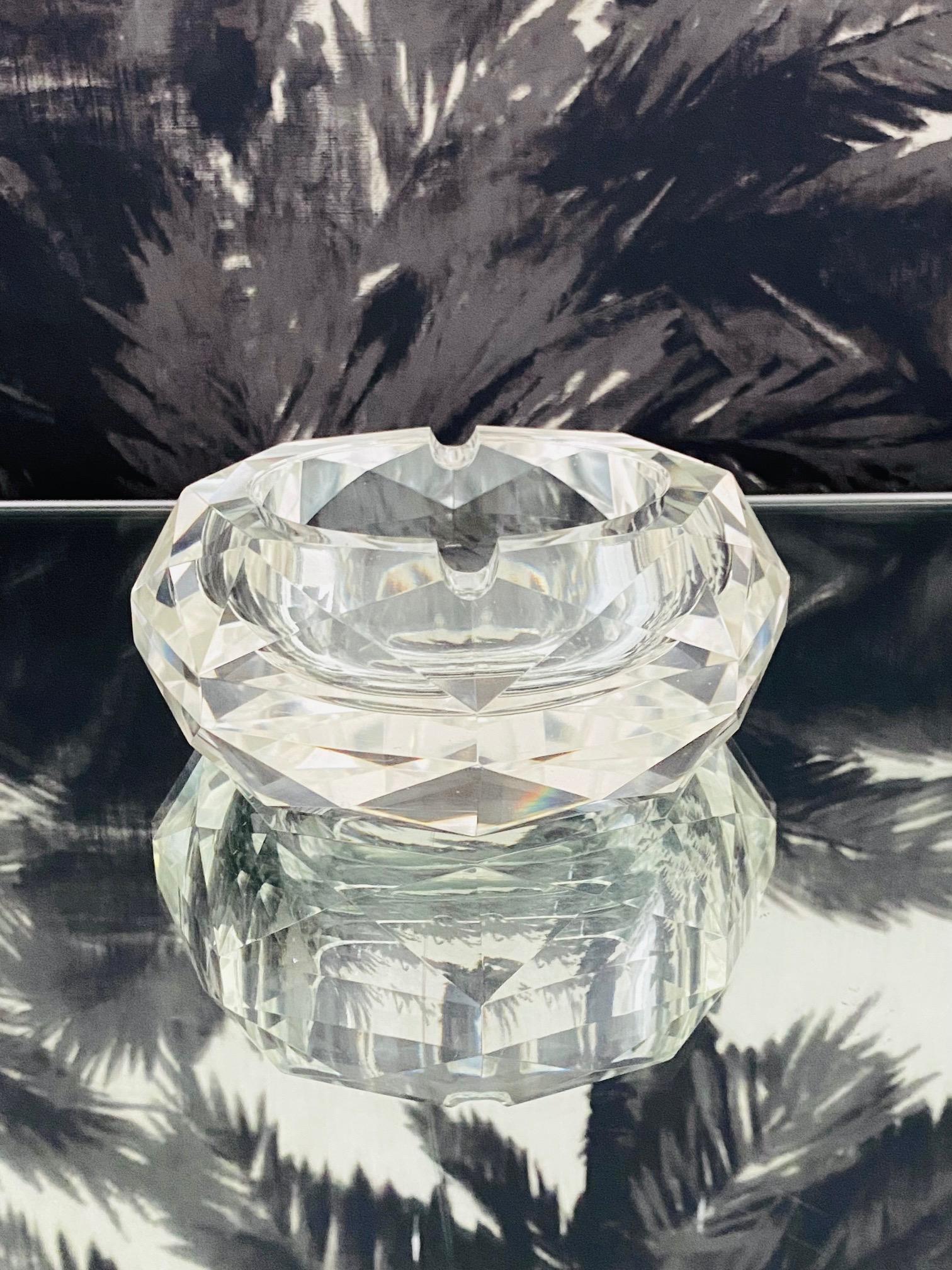 Mid-Century Modern Italian Murano Prism Glass Ashtray with Faceted Design, c. 1960's