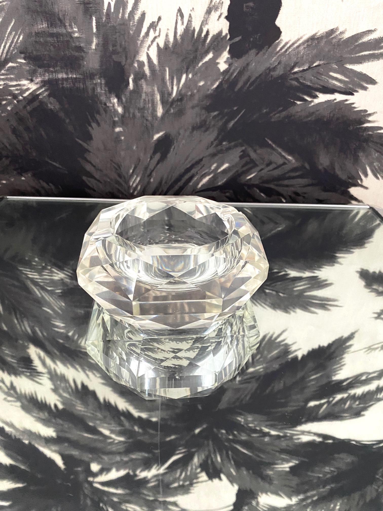 Beveled Italian Murano Prism Glass Ashtray with Faceted Design, c. 1960's