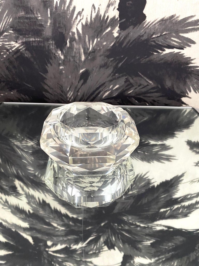 Beveled Italian Murano Prism Glass Ashtray with Faceted Design, c. 1960's For Sale