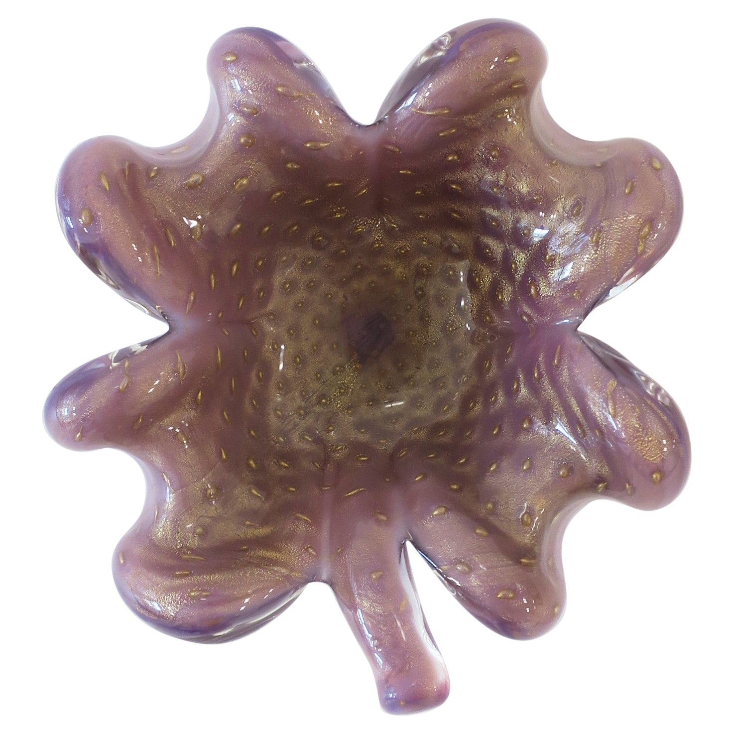 Italian Murano Purple and Gold Art Glass Bowl after Designer Alfredo Barbini