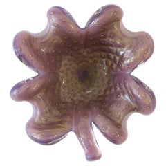 Italian Murano Purple and Gold Art Glass Bowl after Designer Alfredo Barbini