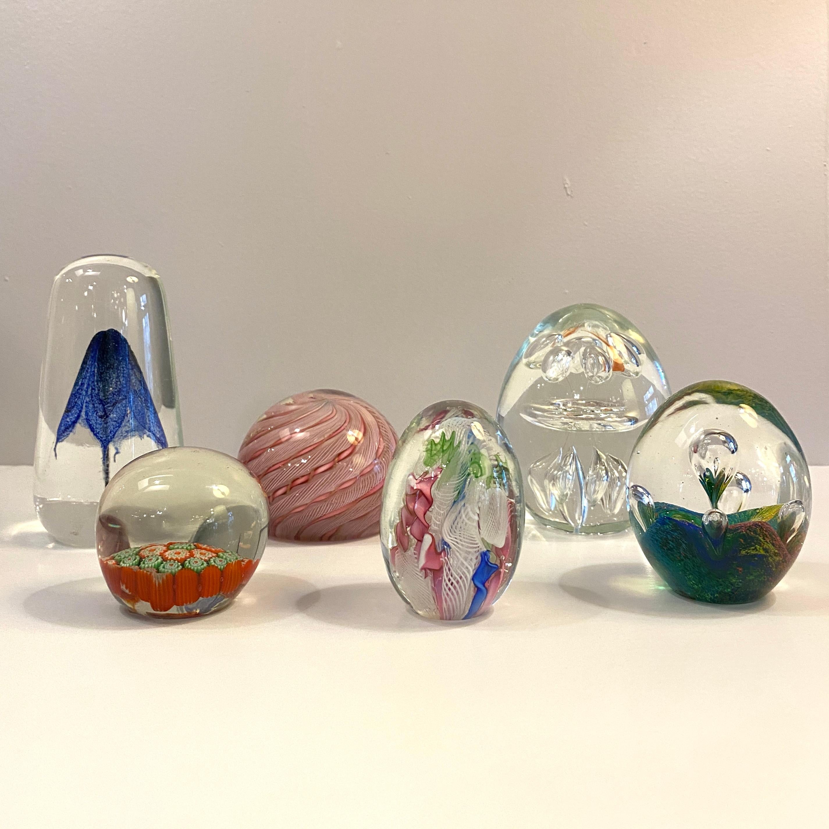 Italian Murano Rainbow Bubble Art Glass Paperweight For Sale 1