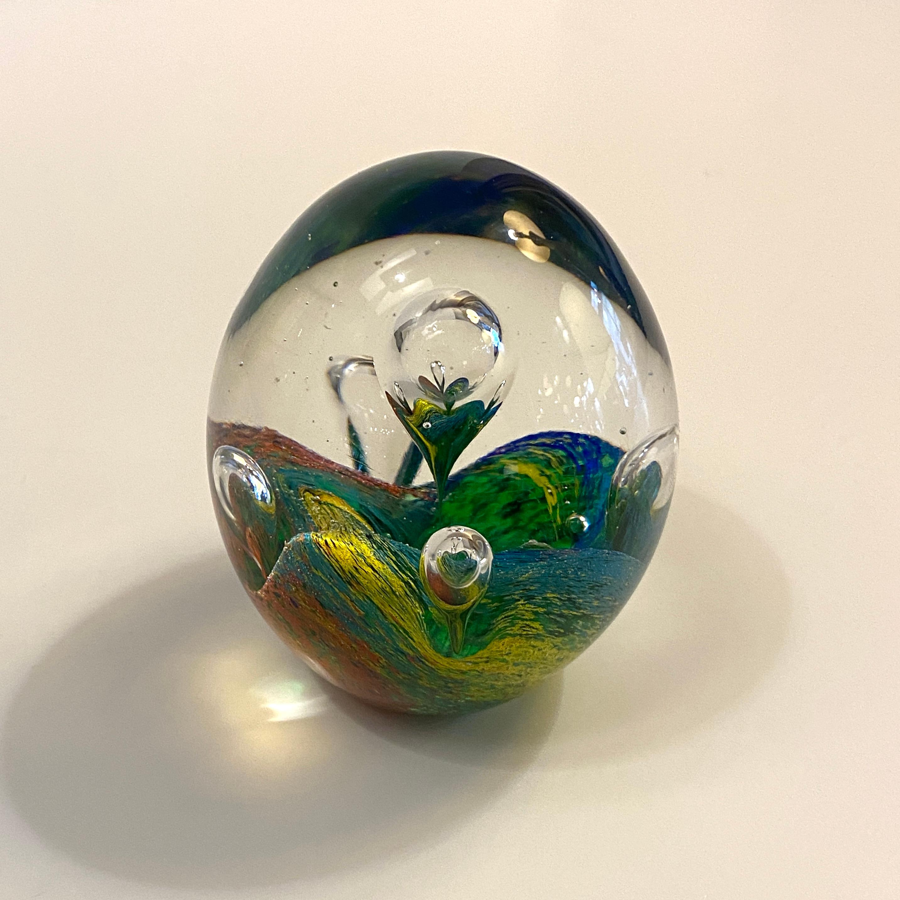Italian Murano Rainbow Bubble Art Glass Paperweight For Sale 4