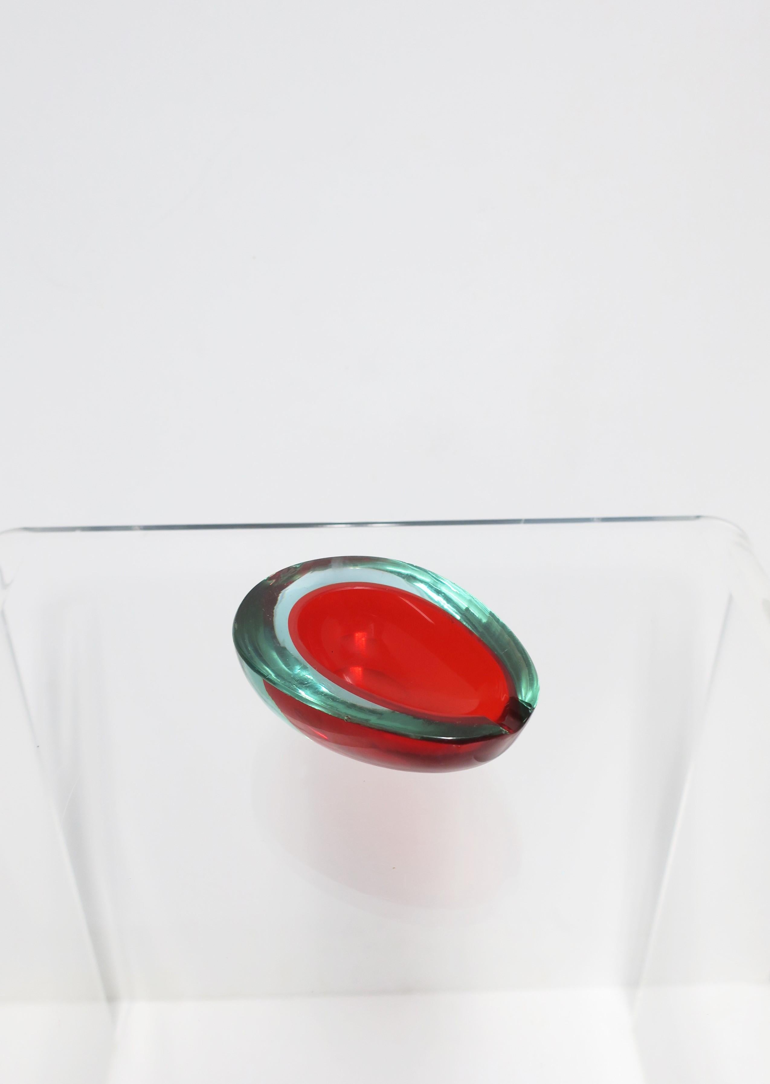 Italian Murano Red Art Glass Bowl or Ashtray For Sale 6