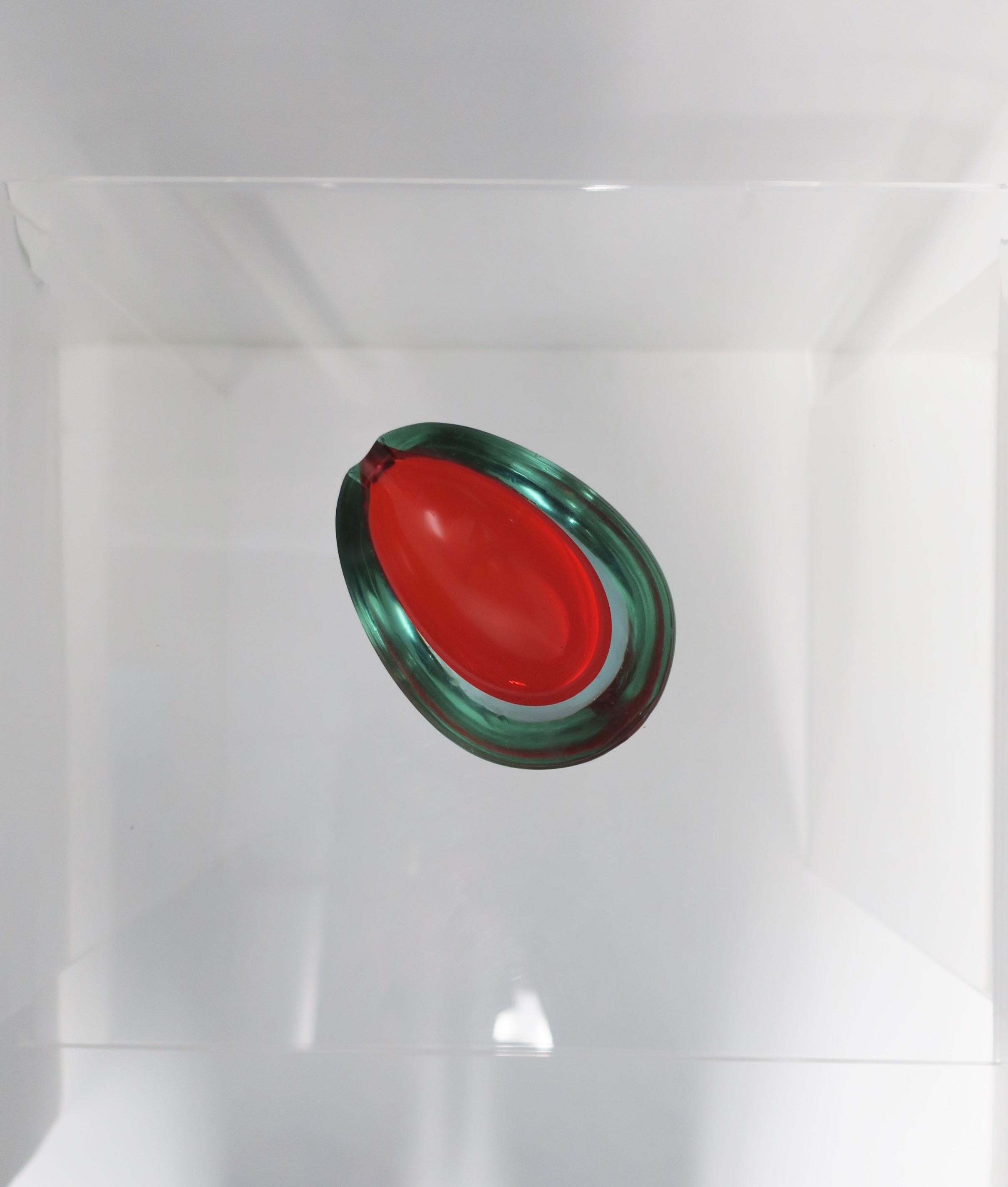 Mid-Century Modern Italian Murano Red Art Glass Bowl or Ashtray For Sale